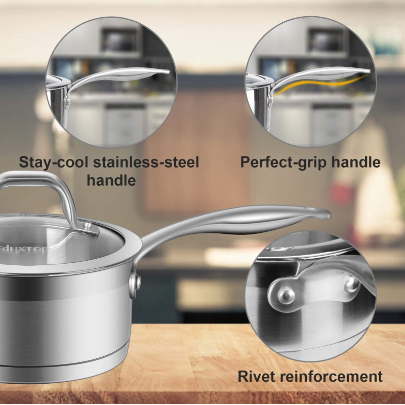 Duxtop Professional Stainless Steel Sauce Pan with Lid, Kitchen Cookware, Induction Pot with Impact-bonded Base Technology, 2.5 Quart - Image 3